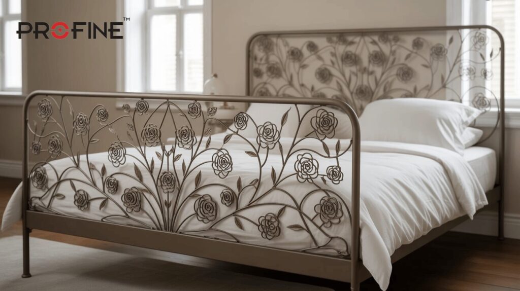 Floral Laser-Cut Iron Bed