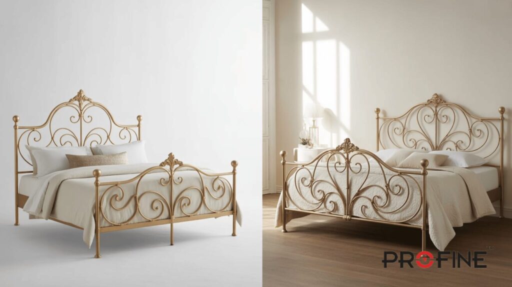 Gold Accent Iron Bed
