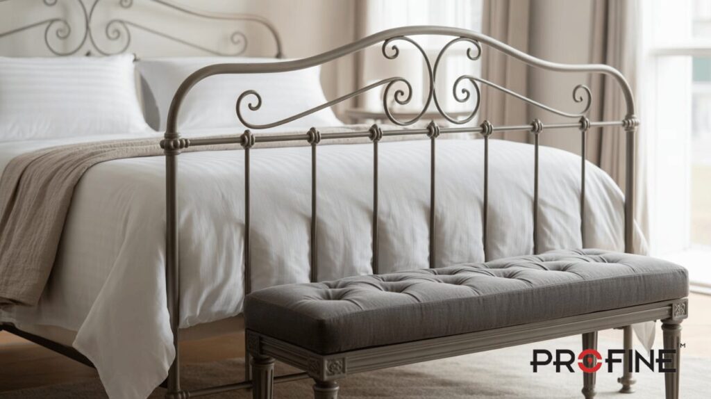 Iron Bed with Bench at Foot