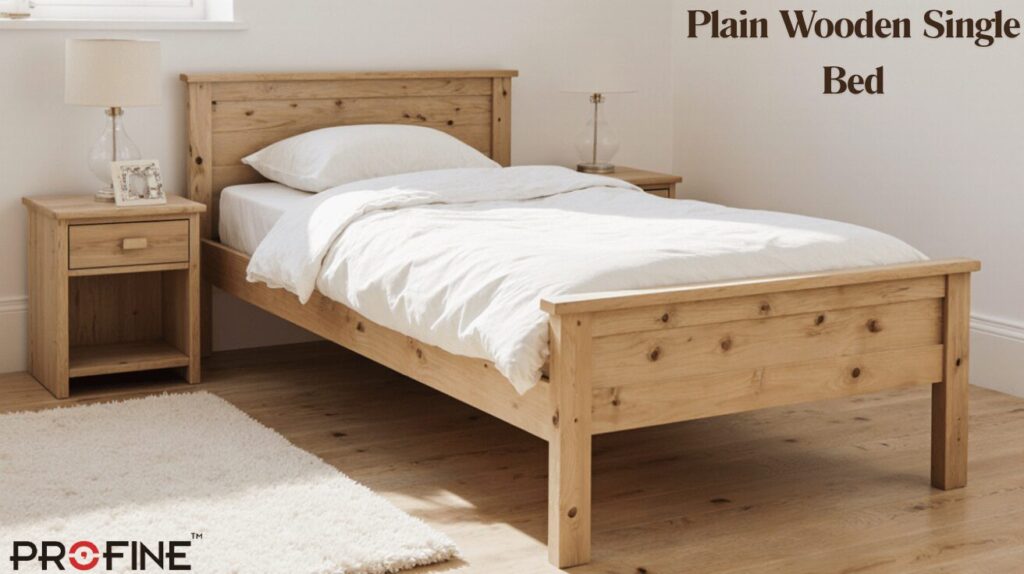Plain Wooden Single Bed