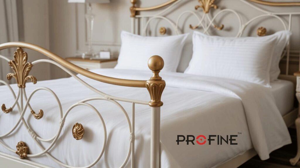White & Gold Combo Iron Bed